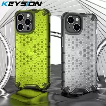 Противоударный защитный чехол KEYSION для iPhone 15 Pro 15 Ultra, силиконовый + сотовый чехол из поликарбоната для iPhone 15 Plus for iPhone 15 синий