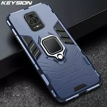 Противоударный защитный чехол KEYSION для Xiaomi Redmi Note 9s 9 Pro Max, силиконовая задняя крышка с кольцевой подставкой for Redmi Note 9s красный