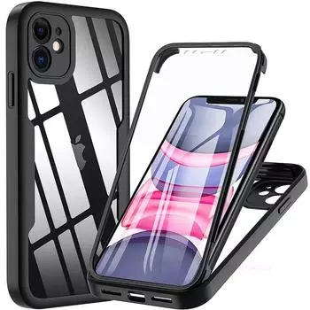 Противоударный защитный чехол на 360 градусов для iPhone 15 14 13 Pro Max 12 11 X XS XR 7 8 Plus SE 2020 2022 SE2 SE3 Mini двухсторонние чехлы For iPhone XS Max розовый