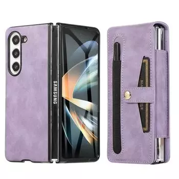 Противоударный защитный кожаный чехол с зажимом для ремня для Samsung Galaxy Z Fold 5 Fold5 Fold3 Fold4 Fold 3 4 2 Fold2 5G Сумка-кошелек S Pen for Samsung Z Fold 5