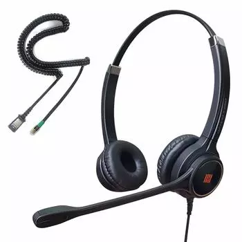 Проводная гарнитура IPD Duo Ear Noise с функцией шумоподавления для колл-центров, совместимая со стационарными IP-телефонами LG IPH-255 Optimo-X, кабель U10P-S, для офисов,