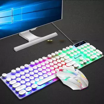 Проводная игровая клавиатура, мышь, комбинированная игровая мышь, круглая клавиатура в стиле ретро в стиле ретро