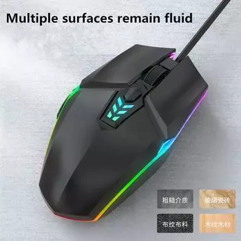Проводная игровая мышь, оптическая 6-кнопочная USB-мышь с RGB-подсветкой, 1600 точек на дюйм, без звука, для настольного ноутбука, компьютера, геймера GAME MOUSE