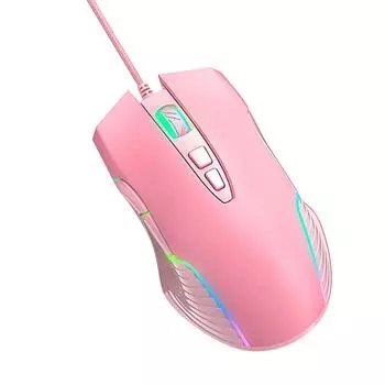 Проводная мышь розового цвета с эргономичным дизайном, подсветкой RGB, датчиком движения, 5,9-футовый кабель, игровая мышь для игр