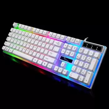 Проводная USB-клавиатура компьютера с цветной подсветкой, водонепроницаемая игровая клавиатура чёрный