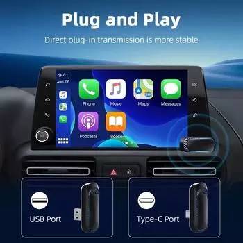 Проводной беспроводной адаптер Carplay&Android Auto 2 в 1 Mini AI Box совместим с 99% автомобилей Plug and Play Smart Dongle