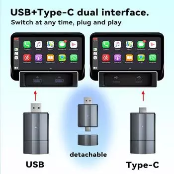 Проводной беспроводной адаптер Carplay Android Auto USB Type C для штатной автомобильной стереосистемы Plug and Play Smart Link для телефонов Android IOS