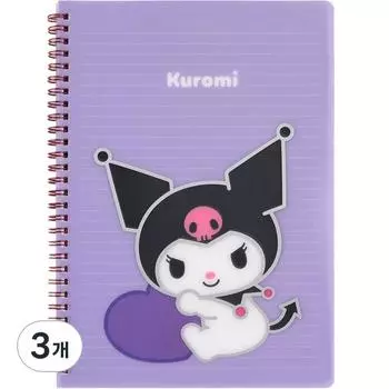 Проводной блокнот Sanrio Spring PP Cover Kuromi Heart, Фиолетовый, 3 шт.