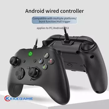 Проводной игровой контроллер для ПК PS3 Android TV-BOX Геймпад Джойстик с датчиком Холла Двойная вибрация Программируемые клавиши Кнопка Turbo чёрный