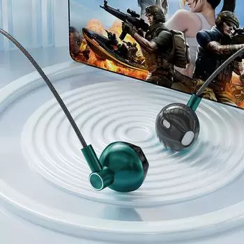 Проводные наушники Heavy Bass In Ear Headphones с микрофоном Мобильные наушники Проводная игровая гарнитура 3,5 мм/Type-C наушники 2 синий