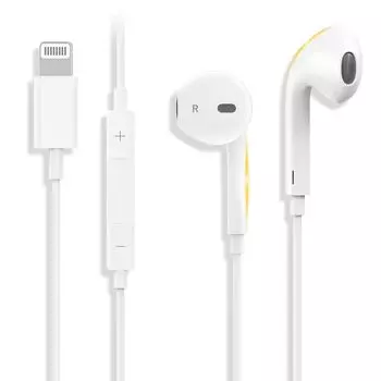 Проводные наушники Lightning TOMPOL Оригинальный звук Hi-Fi Глубокий микрофон может создавать шум Нет регулировки громкости Совместимы с наушниками iPhone, наушниками, [Высокое качество] белый