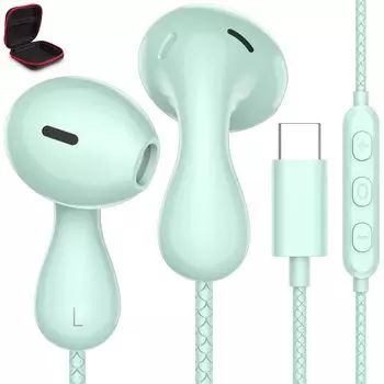 Проводные наушники типа C, совместимые с iPhone Pro Flip6 S24 S23 A55 8a 7a с микрофоном, совместимые с Xiaomi Mini6 HiFi Качество звука Громкость
