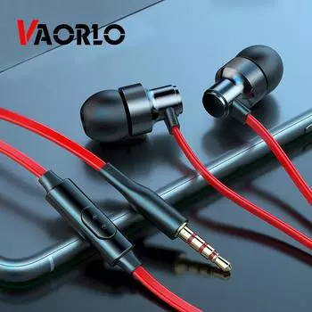Проводные наушники VAORLO 3,5 мм с микрофоном, мини-гарнитура-вкладыши для наушников Samsung Xiaomi Huawei чёрный