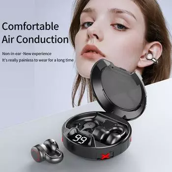 Проводящие наушники Bluetooth 5.3 Ушные клипсы на серьгах Беспроводные наушники Спортивные с микрофоном