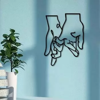 Проволочная рука I Love You скульптура настенное искусство однолинейный декор руки настенное искусство, металлическое линейное искусство, любовь металл настенный декор чёрный