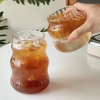 Прозрачная стеклянная кружка, модная, нежная, офисная кружка, кружка для сока, молока, полосатая, с крышкой, упаковка из вспененного хлопка as picture show