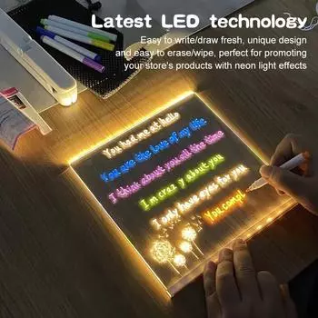 Прозрачная светодиодная подсветка, акриловая доска для сообщений, стираемая USB-доска для рисования детей, CIY, подарки на день рождения, рекламные щиты для бара
