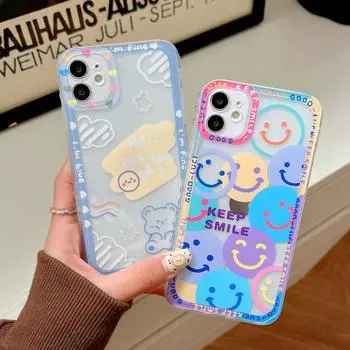 Прозрачные чехлы для телефонов с улыбкой для iPhone 11, чехол для Iphone 13 14 Pro Max 12 Mini Xr Xs Max X 7 8 Plus Se 2022 2020, мягкая задняя крышка Funda For iPhone 7 8