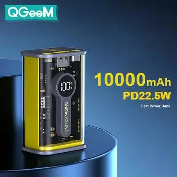 Прозрачный аккумулятор для быстрой зарядки 10000 мАч 22,5 Вт PD Портативный внешний запасной аккумулятор для iPhone 14 13 Huawei Samsung S22 Xiaomi