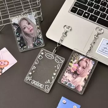 Прозрачный акриловый держатель для фотокарточки защитный чехол фотоальбом идол карта дисплей кредитный идентификатор style B