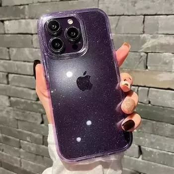 Прозрачный блестящий чехол для iPhone 15, 14, 13, 11, 12 Pro Max Plus X XS Max XR, блестящий прозрачный мягкий силиконовый чехол, принципиально For iPhone 11