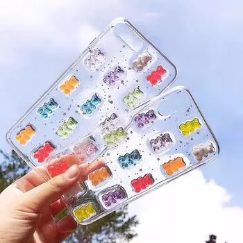 Прозрачный чехол Candy Bear для Iphone 14 13 12 11 Pro Max Mini Xr X Xs 6 6s 7 8 Plus, прозрачный противоударный чехол с блестками и звездами For iPhone12 Pro Max