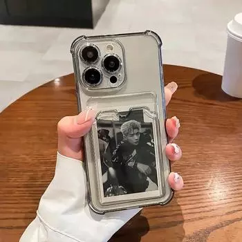Прозрачный чехол-держатель для сумки с отделением для карт для iPhone 15 14 13 12 11 Pro Max X XS XR 7 8 Plus, прозрачный силиконовый противоударный чехол-кошелек For iPhone14 Pro Max