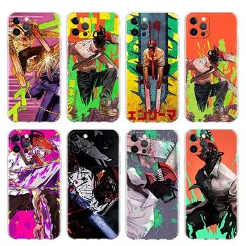 Прозрачный чехол для Apple iPhone 14 13 11 12 Pro 7 8 Plus XR X XS Max 6 6S 14Pro силиконовый чехол для телефона с рисунком мультяшного человека с бензопилой iPhone 14 Pro Max
