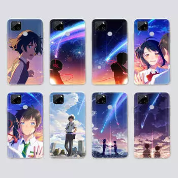 Прозрачный чехол для Samsung A04 A14 A23 M33 M53 Realme 10 9 C35 C55 VIVO X80 Infinix Hot 30 Note 11 Tecno Spark 8P Pro W-69 Ваше имя Аниме Tecno POP 5 LTE аэро