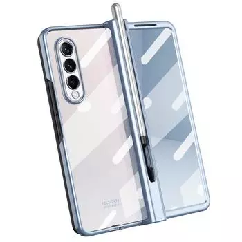 Прозрачный чехол для Samsung Galaxy Z Fold 3 с S Pen, защитой шарниров и передней защитной пленкой из закаленного стекла for Galaxy Z Fold 3 золотой
