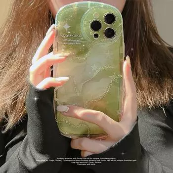 Прозрачный чехол для телефона Green Starry Sky Shine Star River для Iphone 14 13 11 12 Pro Max 14 Plus, милый милый чехол с мультяшным рисунком for iphone 14 Plus