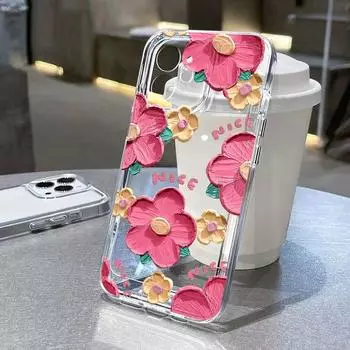 Прозрачный чехол для телефона с цветочным рисунком для iPhone 13, чехол для iPhone 11 14 15 Pro 12 Pro Max XR XS X 7 8 Plus SE, эстетический чехол с цветочным принтом For iPhone 15 Pro