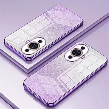 Прозрачный чехол для телефона с градиентным блестящим покрытием для Huawei Nova 11 10 9 SE 8i 7i 5i Pro 5T Y90, мягкий силиконовый противоударный чехол For Huawei Nova 11 серебряный/розовый