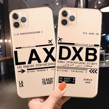 Прозрачный чехол для телефона с кодом аэропорта мира для iPhone 11 Pro Max 2019, мягкий чехол для путешествий по стране на самолете для iPhone X 7 8 Plus XR XS Max iPhone 7 8