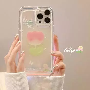 Прозрачный чехол для телефона с лазерным цветком для Iphone14 13 12 Mini 11 Pro Xs Max X Xr 7 8 Plus Se2 Se3, мягкая противоударная задняя крышка Fundas For iPhone 12
