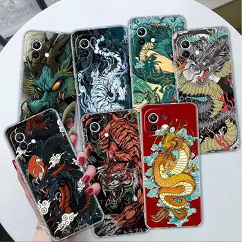 Прозрачный чехол для Xiaomi Mi Poco X3 NFC M3 Pro F3 F1 11 Lite 12 Note 10 11T 9T, прозрачный чехол для телефона с изображением дракона Xiaomi Poco F3