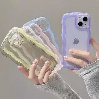 Прозрачный милый волнистый чехол для Iphone 11 13 12 Pro Max Xs Xr X 7 8 Plus противоударный прозрачный мягкий силиконовый чехол For 7 Plus or 8 Plus