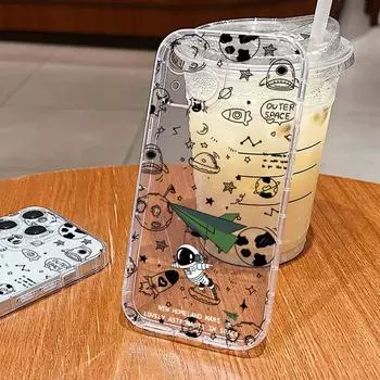 Прозрачный мягкий чехол из ТПУ для iPhone 115 14 Pro Max Plus 13 12 11 Pro Xr X Xs Max 8 7 Plus Astronaut противоударный защитный чехол для объектива Fundas iPhone 15