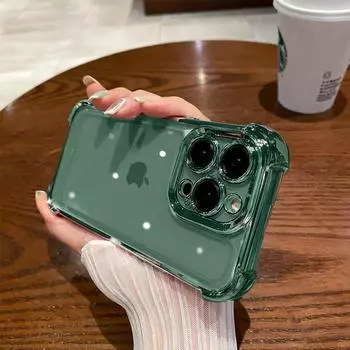 Прозрачный противоударный чехол с фиолетовым покрытием для iPhone 14 13 12 15 Pro Max Plus XS XR X, жесткий акриловый четырехугольный противоударный чехол For iPhone 14Pro