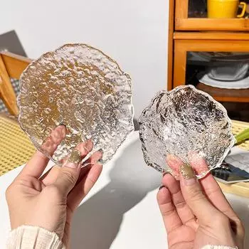 Прозрачный стеклянный поднос Декоративные стеклянные подносы для ювелирных изделий Торт Фрукты Еда Настольное хранение Кухонный декор Аксессуары