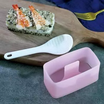 Прямоугольная форма для риса и ложки онигири с прессом для приготовления суши, кухонные инструменты розовый