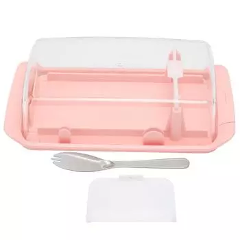 Прямоугольная коробка для нарезки масла 2 в 1 Скрытая коробка для хранения сыра для дома, ресторана, кухниРозовая