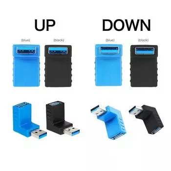 Прямоугольный преобразователь формы USB3.0 AM в AF L UP чёрный