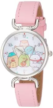 [Псевдоним] Часы Sumikko Gurashi аналоговые водонепроницаемые с кожаным ремешком Otter и Sumikko Camp WW21057SXSG для девочек розового цвета