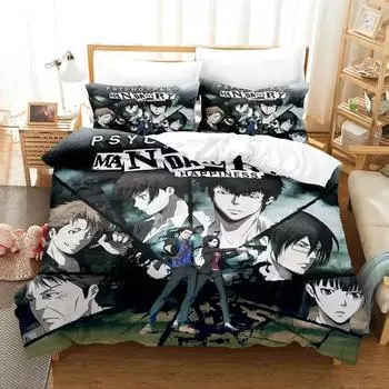 Psycho Pass Anime Single Double Queen King Size Покрывало для взрослых мальчиков Пододеяльник Постельный комплект Одеяло Чехол Наволочка 70x133cm 2pcs