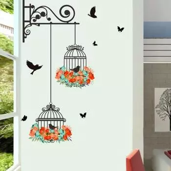 Птичья клетка Детская комната Спальня Гостиная Наклейка на стену DIY Art