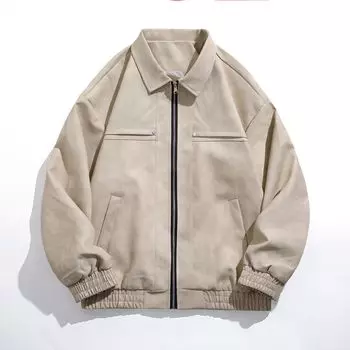 PU Leather American Retro Jacket for Men In Autumn and Winter New Cotton Thickened Lapel Casual Versatile Jacket M