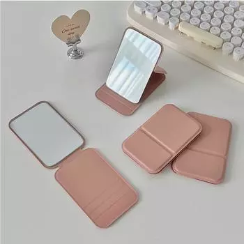 Pu Leather Fold Makeup Mirror Compact Cosmetic Mirror Vanity Mirror Unisex чёрный