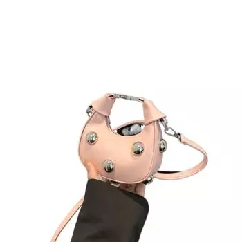 PU Mini Riveted Handbag Korean Style Lipstick Storage Bag Creative Single Shoulder Bag Women