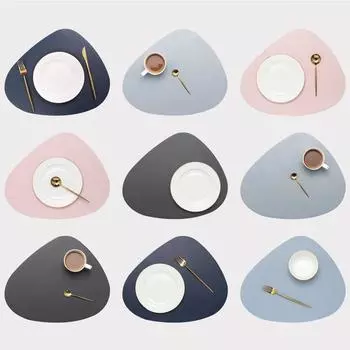 PU Placemats for Tableware Waterproof Non-Slip Coaster Leather Place Heat Insulation for Kitchen Accessories Pad Cup Wine Mat Coaster 11x13cm&Irregular